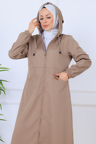 benguen Μακρύ καπάκι με σχέδιο εσωτερικά O1215 Mink