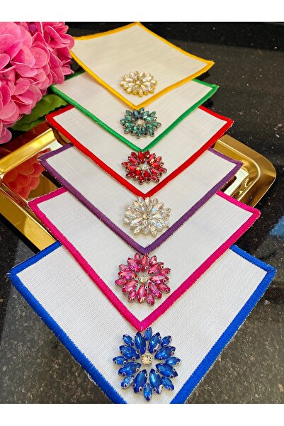 ELÇİÇEK HOME Presentation Napkin, Cocktail Napkin, Coffee Side Presentation Napkin 6Pcs