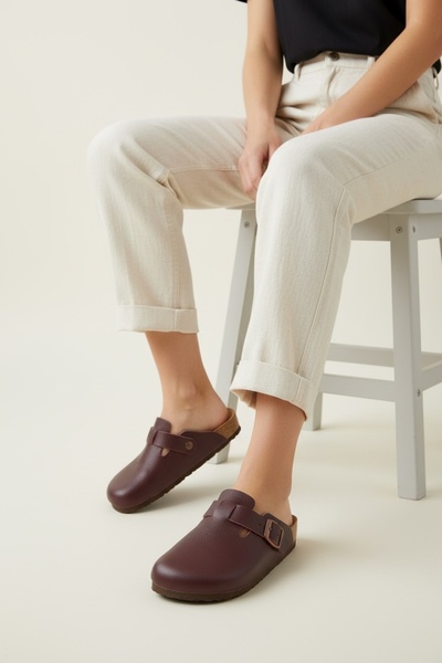 Land of Cork Унісекс Сабо Анатомічні Натуральні Грибкові Підошви Закриті Справжня Шкіра Капці