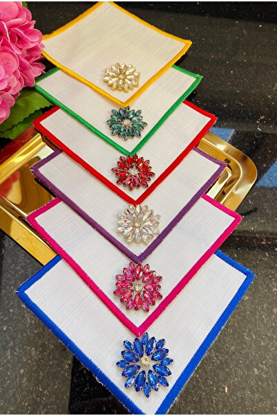 ELÇİÇEK HOME Presentation Napkin, Cocktail Napkin, Coffee Side Presentation Napkin 6Pcs