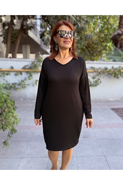 DenizEge Φόρεμα από βισκόζη υφαντό μαύρο