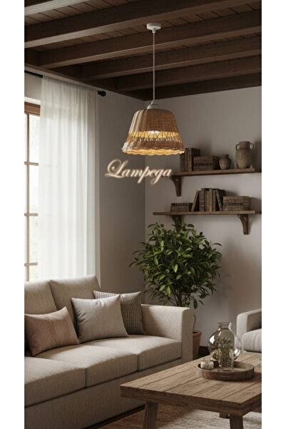 Lampega rattan bambu hasır avize