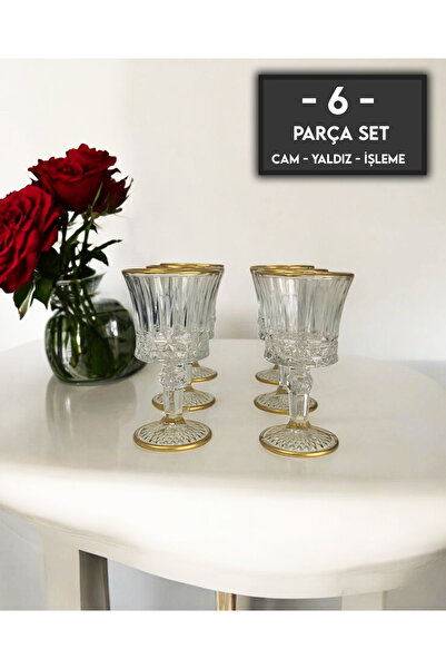 gkzglass home dekor Gilded Elysia Bahamas Set of 6 Coffee Water Glasses with Feet