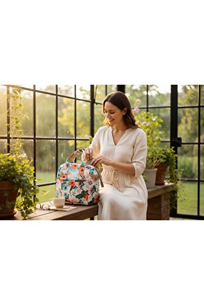 beautiful bag Geantă termică impermeabilă, izolată termic, cu model de flori