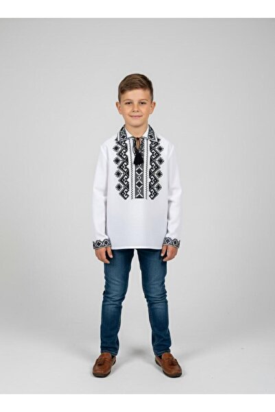 KidsMagazin Ie pentru baieti brodata cu negru