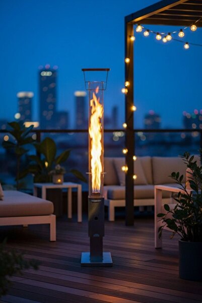 Panipal Outdoor Pelet Soba, Roket Soba, Kamp, Outdoor, Balkon, Teras, Yüksek Kalite Cam Soba-Pürmüz&Pelet HediyeliB