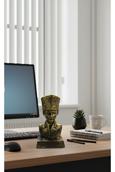 Artepieza co. El Yapımı Bronz Görünümlü Atatürk Büstü – Dekoratif Masa Üstü ve Ofis Objesi 15*8