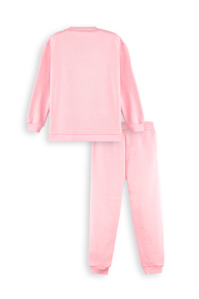 Denokids Striped Friends Girl's Pink Tracksuit Set