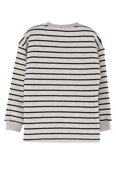 Denokids Cool Oversize Striped Gray Boy's Sweatshirt