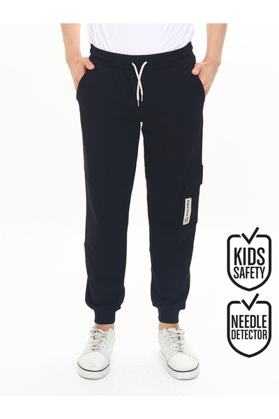 Denokids Boy's Black Pocket Sweatpants