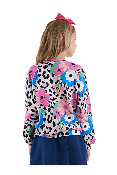 Denokids Floral Leopard Girl's Sweatshirt