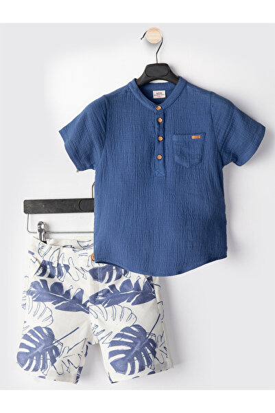 Midimod Boy Muslin Shirt Gabardine Shorts Set