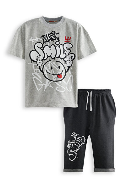 Denokids Just Smile Boy T-Shirt Capri Shorts Set