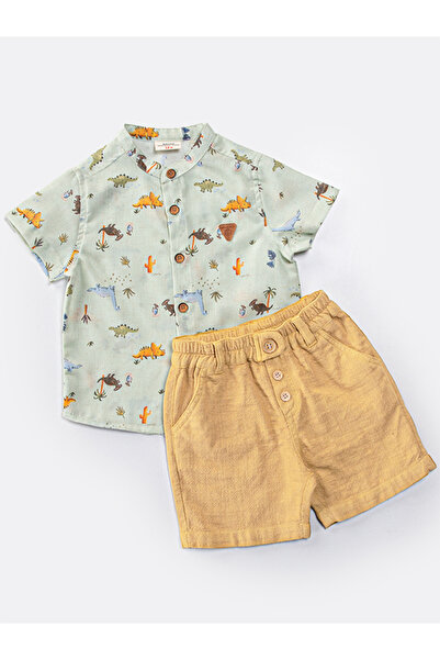 Midimod Boy's Festive Shirt Muslin Shorts Set