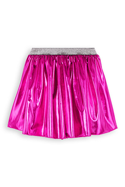 Denokids Girl's Dark Pink Metallic Shiny Skirt