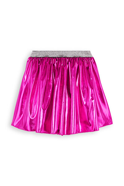 Denokids Girl's Dark Pink Metallic Shiny Skirt