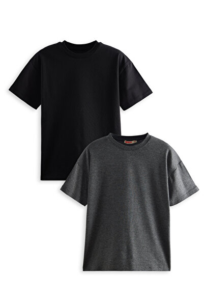 Denokids Boy's Basic Oversize 2 Pack T-Shirt