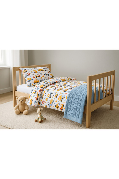 BELENAY HOME Lino Baby Pure Sleep Turquoise 4-Piece Baby Sleeping Set – (Duvet Cover + Quilt + Mattress Pad + Blanket)