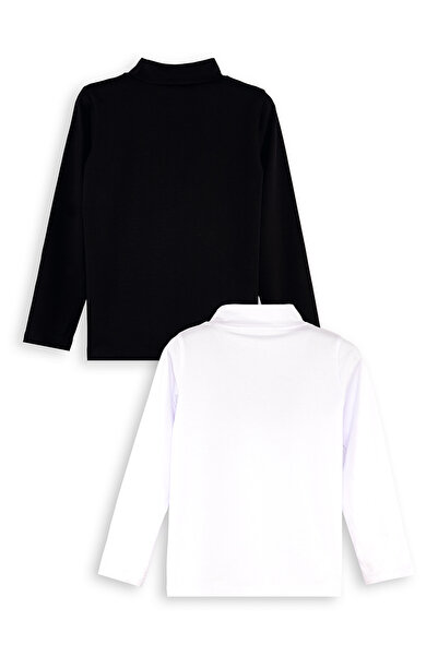 Denokids Black and White Unisex Children's 2 Pack High Neck T-Shirt