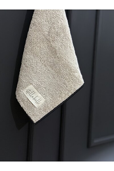 Stella Belli | 100% Cotton | 30 X 30 cm | 3Some | Bathroom | Hotel | Towel Set | Beige Color | Soura | Edge Black