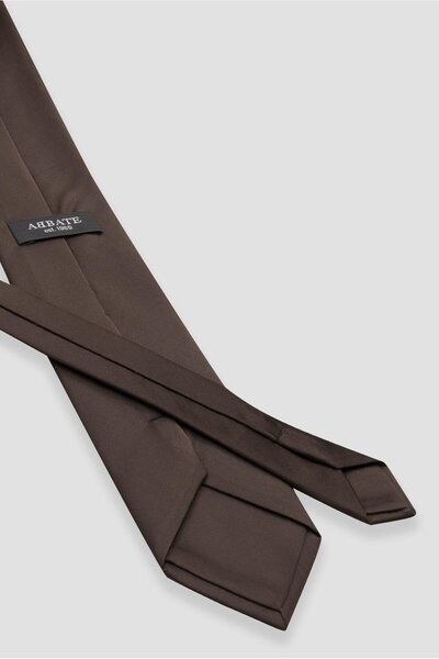 Abbate Tie 8 cm Microfiber Polyester Brown Men's Plain Tie