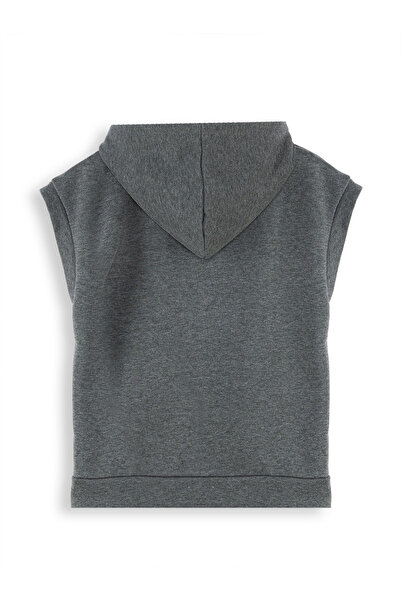 Denokids Boy's Hooded Sleeveless Gray Sweatshirt