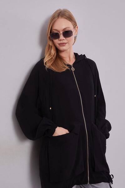 Levidor Siyah Kapüşonlu Bürümcük Kap