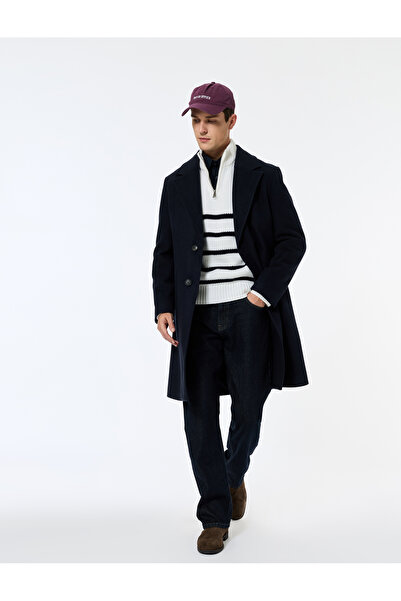 Koton Pocket Detailed Long Sleeve Buttoned Slim Fit Double Breasted Collar Cashmere Coat