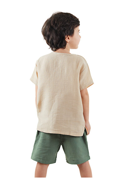 Denokids Tiger Summer Boy Muslin Shorts Set
