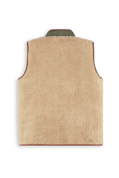 Denokids Boy's Brown Plush Vest