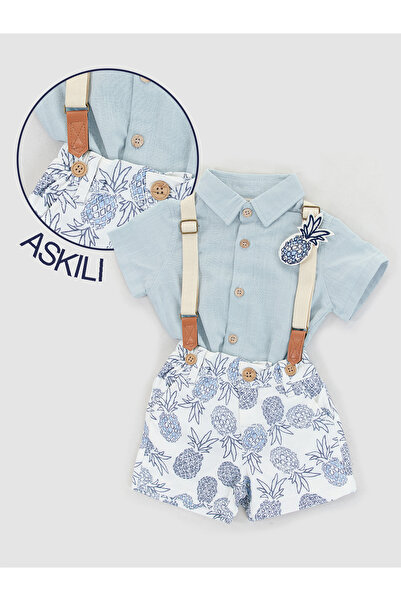 Midimod Baby Boy Holiday 3-Piece Set Shirt Shorts Suspender Set