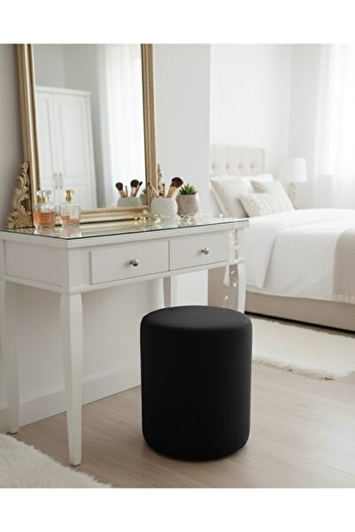 Ebrar Home Design Lüks Kadife Puf | Makyaj Masası Taburesi | Çok Amaçlı Yan S...