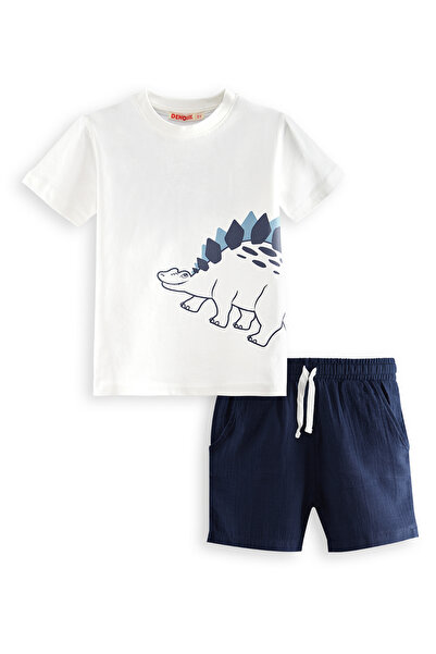 Denokids Dinosaur Boy T-Shirt Muslin Shorts Set