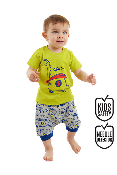 Denokids Super Dino Baby Boy T-shirt Capri Shorts Set
