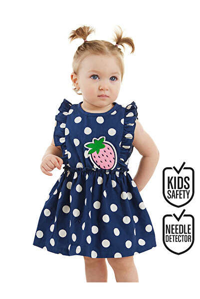 Denokids Poplin Ruffle Summer Dress for Baby Girl - Polka Dot Strawberry Pattern