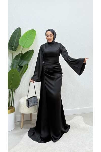 modasusev Ισπανικό βραδινό φόρεμα με σατέν μανίκι