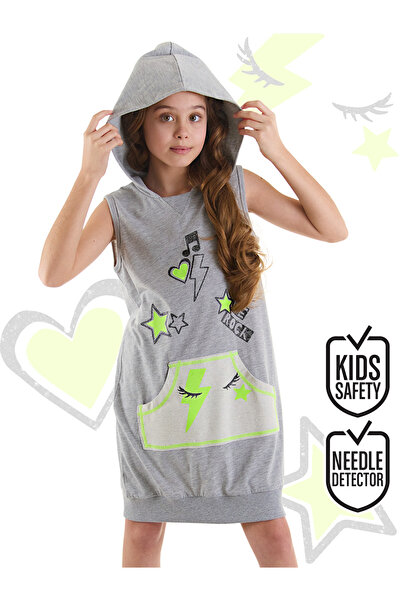 MSHB&G We Rock Gray Melange - Sleeveless, Hooded and Pocket Girl's Dress