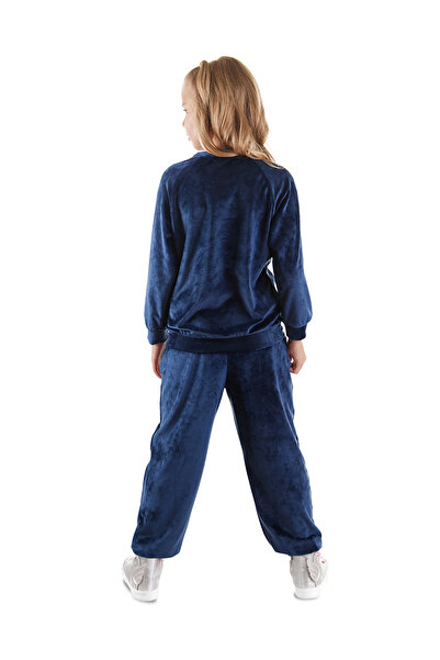 Denokids Σετ φόρμας κοριτσίστικης φόρμας με μονόκερο βελούδινο μπλε ναυτικό