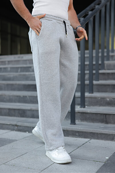 comstar Men's Wide Leg Elastic Waist Gray Sweatpants