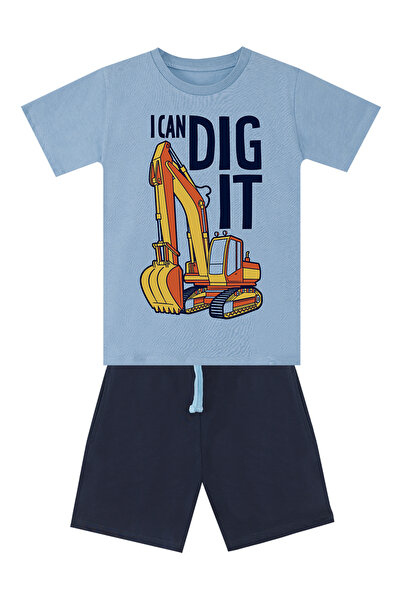MSHB&G Kepçe Here Is Navy Blue Boy's Summer T-Shirt Shorts Set