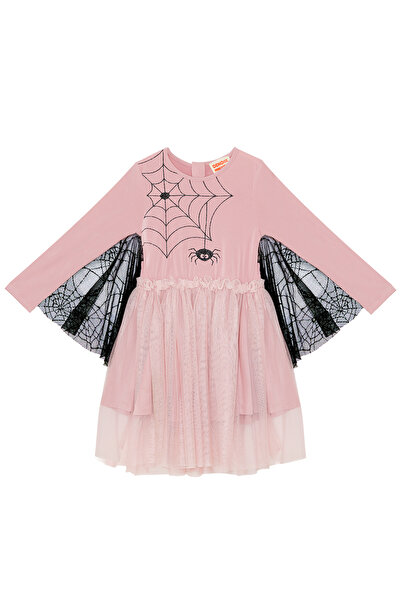 Denokids Κοριτσίστικο ροζ τούλι - σχέδιο αποκριών αράχνη