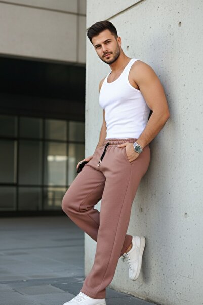 comstar Men's Wide Leg Elastic Waist Tile Pattern Sweatpants