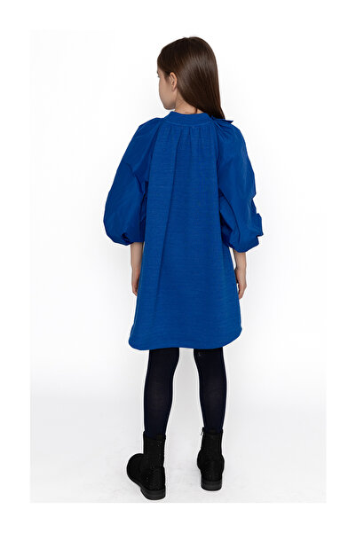 SheShe Rochie din tricotaje cu mâneci cu balon din tafta