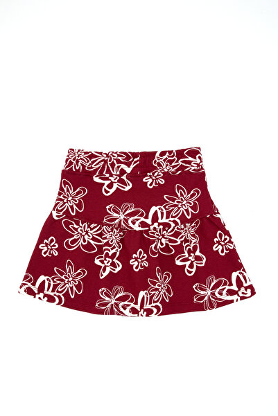 U.S. Polo Assn. Girl's Dark Raspberry Floral Patterned Knitted Skirt 50317971-Vr104