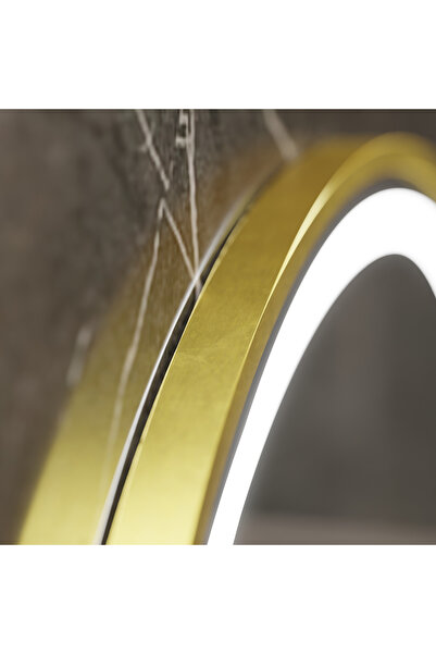 Marcello Round LED Mirror 60 cm Celeste Royale Gold MotionGlow Marcello, Demister, Clock & Thermometer, Dimma