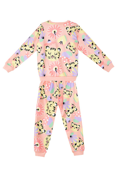 Denokids Floral Cat Girl Tracksuit Set