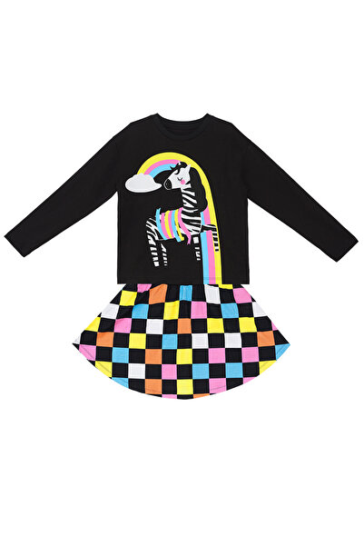 MSHB&G Rainbow Zebra Girl's Skirt Set