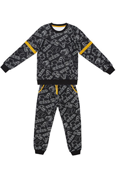 Denokids Boy's Black Tracksuit Set - Cars
