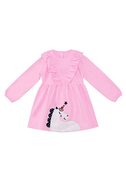 Denokids Pink Glittered Unicorn Girl's Dress