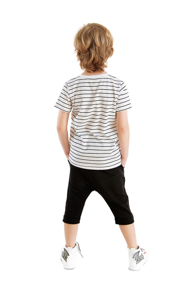 Denokids Boy's Dino Striped Summer Set - Cute Capri and Shorts